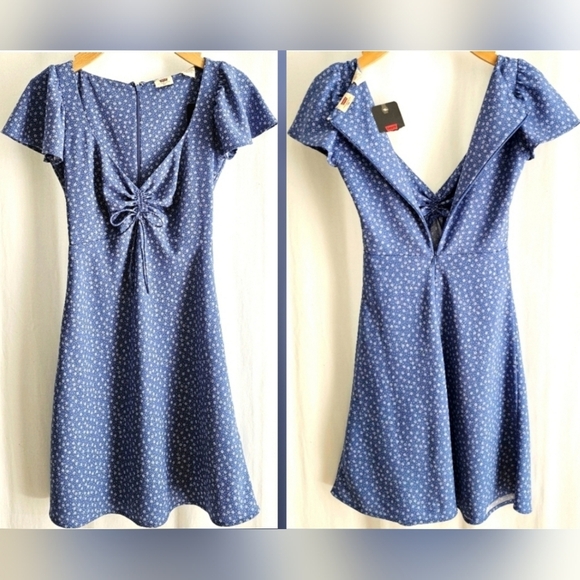 Levi's Blue & White Floral Delray Short Sleeve Mini Dress - Picture 10 of 16